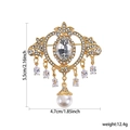Luxury gold heart brooch with crystals and teardrop pearls, size 5.5cm x 4.7cm - XD824198-Gold Hollow Heart Pearl