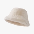 Winter plush bucket hat in creamy white faux fur with a soft minimalist design - Faux Mink Fur Style / White
