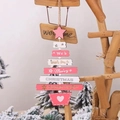 Addobbo per albero di Natale in legno rosa e bianco con scritte festive e perline - Rosa