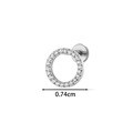 Silver G23 titanium pavé zircon circle flat back labret stud, diameter 0.74cm - Pave Circle (T2582-8#) / Silver