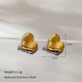 Boucles d'oreilles cœur bicolores en or et argent fabriquées en acier inoxydable - Style Coeur