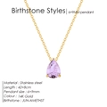 Collier en acier inoxydable plaqué or 14K avec pendentif améthyste de juin taillé poire - Juin-Violet