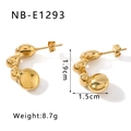 Macro detail of golden irregular bubble texture C-shaped earrings with size and weight info - Irregular Ball Style (NB-E1293)