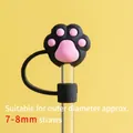 Tapa de silicona de pata de gato rosa para pajitas de 7-8mm, diseño antipolvo y lavable - Garra de Gato Negra (Para pajitas de 8 mm)