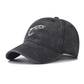 Berretto da baseball classico in cotone lavato grigio scuro con logo bianco ricamato - Regolabile / Nero