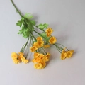 Artificial chamomile silk daisy bouquet in vibrant yellow with green leaves for home decor - Yellow