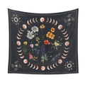 Close-up of botanical tapestry featuring vintage floral patterns and moon phases detail - Vintage Botanical Illustration(ZJ1201-3) / 73X95CM (Cross-border Brushed)