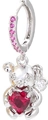 Silberne Bären-Ohrringe mit rotem Herzstein und rosa Zirkonia-Verzierungen - Silber-Roter Zirkonia