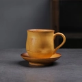 Japanese retro yellow ceramic coffee cup and saucer set with speckled glaze finish - 269 ​​fuguang Cup And Saucer Set (blank) 200ml / Universal