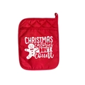 Presina di Natale rossa con omino di pan di zenzero e slogan natalizio per cucina - Le Calorie di Natale Non Contano