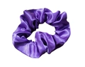 Elegant purple satin scrunchie with silky pleated texture for women's hair styling - Purple