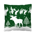 Dark green Christmas cushion cover with white reindeer and pine tree silhouette - Style 19-Deep Green Elk and Forest