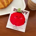 Cute red strawberry plush hair clip with sweet embroidery on a 7.5x9.5cm bunny card - Hair Clip / 2# Plush Tomato Hair Clip