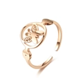 Detail of rose gold adjustable steel ring featuring a delicate hollow butterfly design - Adjustable Open / Hollow Butterfly Style (切割戒-1)