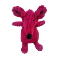 Rose red corduroy squeaky dog plush toy with long snout and textured striped fabric - Mouse