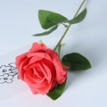 Artificial red velvet rose with green leaves on white background for wedding decor - Light Red