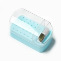Blue 30-hole nail drill bit storage box with transparent lid and two cleaning brushes - Light Blue