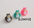 Vinyl owl rubber ducks in brown, teal, and pink colors for kids bath toy fun - 3Pcs Owl Shape Toy Set LZA013