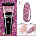 LILY'CUTE 15ml pink glitter extension nail gel tube with before and after results - 11-Pink Shimmer