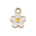 White flower pendant with golden edges and yellow center for DIY jewelry making - Small Daisy Style (12255)