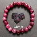 Natural garnet bead bracelet with raw stones featuring deep purple-red tones - Garnet