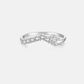 Detail shot of a curved S925 silver ring featuring marquise and round cut zircons - US 6 / 300-Curved Rhinestone Row / Silver