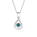 S925 sterling silver heart necklace with teardrop pendant and blue moissanite gemstone - FDTD-015 / White Gold Color (Blue Green Moissanite)