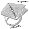 Detail view of hammered texture ring with dimensions 3.7cm and 11.4g weight specifications - Silver (J728-S)