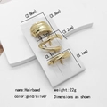 Three-piece gold metal geometric hair clips set with detailed size measurements - 3-Piece Set No. 6 (MY030-6)