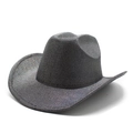 Macro shot of black iridescent glitter surface on classic Western cowboy party hat - M(56-58cm) / Black