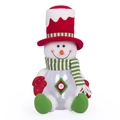 Christmas snowman candy jar storage box with plush red hat and transparent base container - Large / Snowman