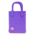 Mini EVA Strandtasche in Lila mit süßer DIY Sonnenblume und rutschfester Bodenstruktur - Lila