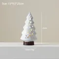 White ceramic Christmas tree lamp with golden reindeer motifs and wood base, 25cm height - MZ-23355 Tree Shape White
