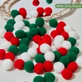 Mixed red, green, and white 3cm Christmas plush pom-poms for DIY crafts, pack of 40 - White (3cm, 40pcs/pack)