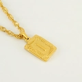 Men's 18K gold plated stainless steel rectangle pendant necklace with letter I - Letter I