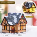LED Weihnachts-Schneehaus Miniatur mit Festkranz und Schneedach, 6 cm Höhe - Stil D