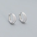 Klassische S925 Sterling Silber Creolen mit dreischichtigem Kordeldesign in glänzendem Silber - 925er Silber / Weißgold