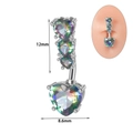 14G silver stainless steel navel ring with colorful iridescent heart-shaped zircon stones - Rainbow Zirconia Heart