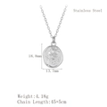 Silver stainless steel rose pendant necklace with dimensions and weight specs - LN1762 Silver