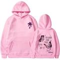 Rosa Hoodie mit To Live For the Hope of it All Aufdruck, Palme vorne und Schmetterling - S / Rosa Slogan