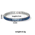 Vintage gun-black bracelet with rectangular blue zircon stones in 17cm length - 17cm / Silver/Blue Zirconia