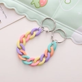 Macro detail of macaron-colored plastic DIY chain charms for clogs with metal rings - Macaron Colorful Acrylic Chain
