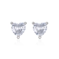 Elegant silver heart stud earrings with sparkling clear cubic zirconia stones - VE514 Silver Heart Stud Earrings