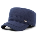 Berretto piatto uomo blu scuro in velluto a coste con emblema metallico laterale - Regolabile / Blu navy