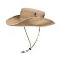 Khaki outdoor sun hat with wide brim, side metal snaps and adjustable wind rope - Adjustable / Beige