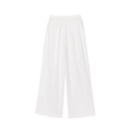 Detailed view of white linen-blend wide-leg pants featuring an elasticated waistband - XS / White Pants
