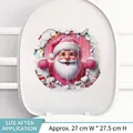 Sticker 3D Père Noël pour abattant de WC avec guirlandes et motifs de sapin - Père Noël