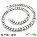 Chaîne cubaine en acier inoxydable argenté pour hommes 710x10mm 145g spécifications - 10mm x 710mm(KN232896-ZZ)
