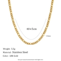 3mm Figaro-Halskette aus 18K vergoldetem Edelstahl mit 40+5cm verstellbarer Länge - 3mm Figaro-Halskette-40+5cm
