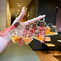 Schattige Capibara vloeibare drijfzand sleutelhanger in tasvorm met rode siliconen band - Platinum Tas Stijl (Willekeurige Kleur)
